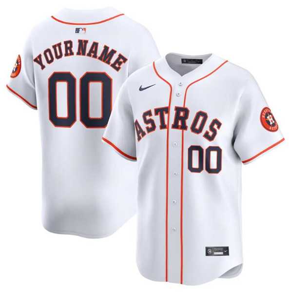 Men%27s Houston Astros Customized White 2024 Home Limited Stitched Baseball Jersey